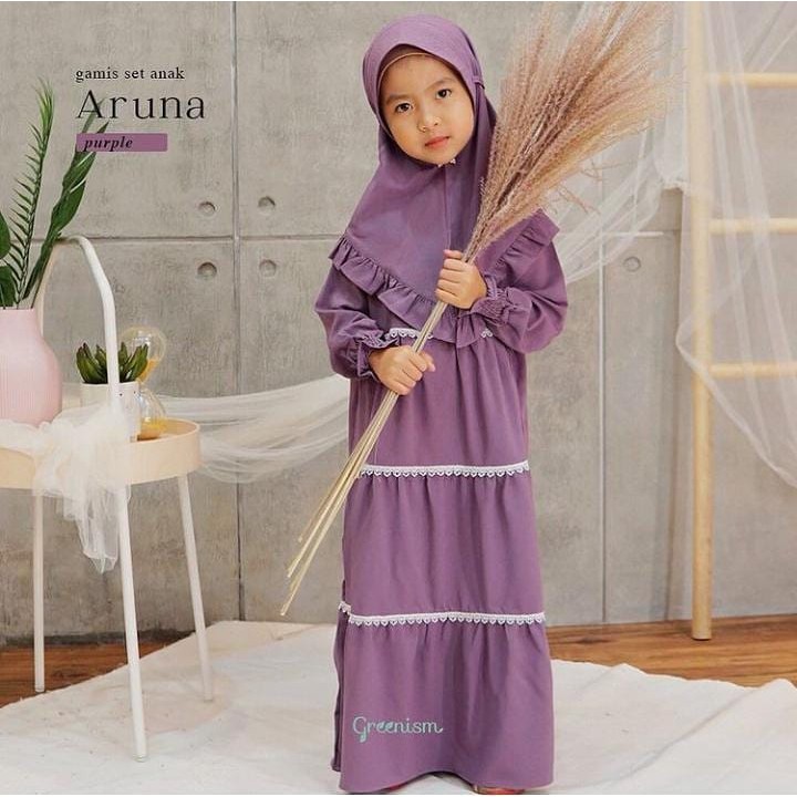 Hafikids Aruna Baju Anak Gamis Perempuan Satu Set Hijab