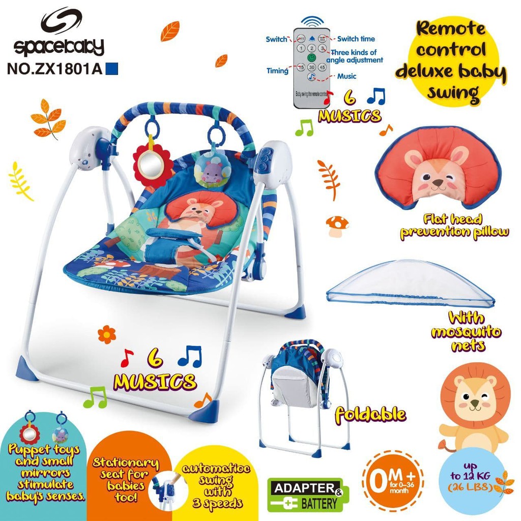 Bouncer Remote Control Deluxe Baby Swing ZX1801A Merk SpaceBaby By Pacific