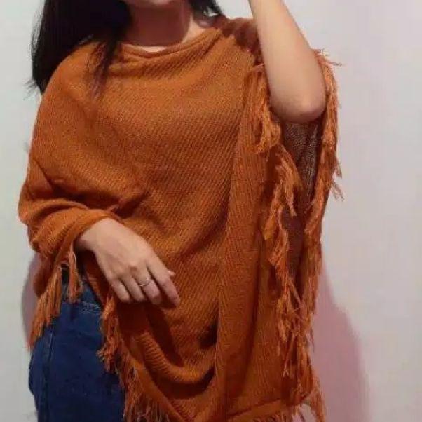 ♖ PONCHO POLOS - Baju Rajut - Atasan Wanita ➹
