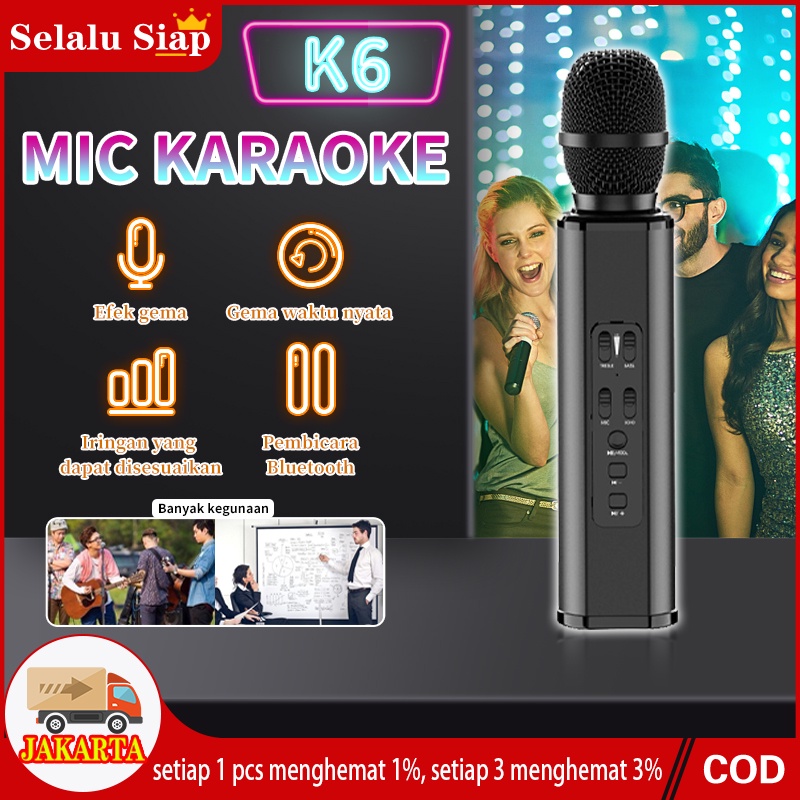 Mic Wireless Bluetooth K6/Microphone Karaoke Stereo Sound player/Mikropon Speaker Super Bas Ktv