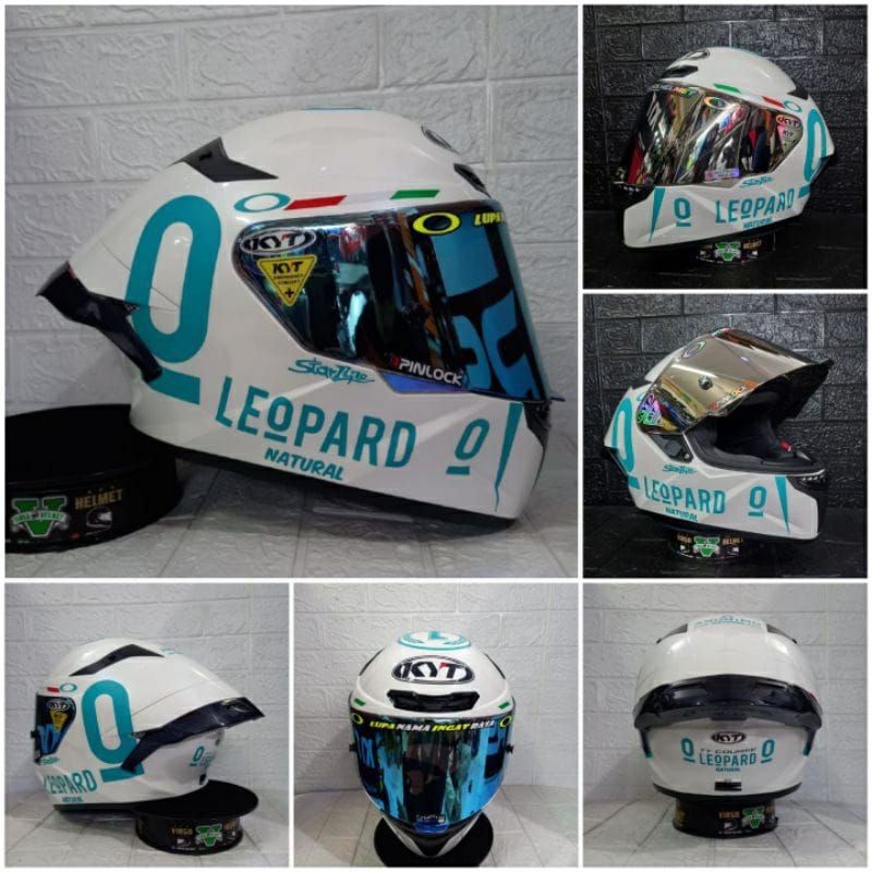 HELM KYT TT COURSE SOLID WHITE PAKET GANTENG LEOPARD|Helm kyt Ttc