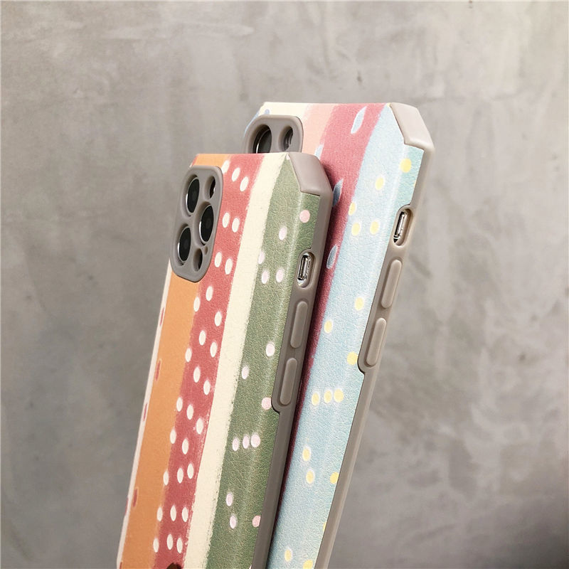 Case Bahan Kulit PU Motif Pelangi Untuk iPhone 12promax 7 8 Plus SE X XS XR XSMAX 11 11promax 12