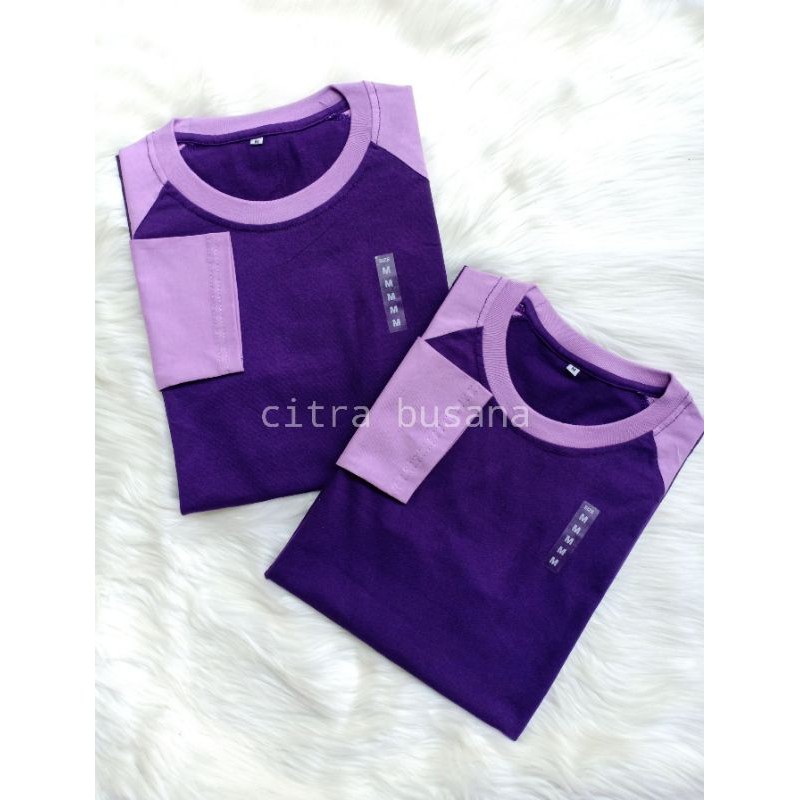 KAOS RAGLAN COMBED UNGU TUA - UNGU MUDA LENGAN 3/4 dan PANJANG