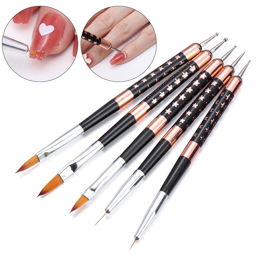 Solighter Nails Art Dotting Pen UV Painting Liner Gel Brushes 2in1 Kepala Ganda