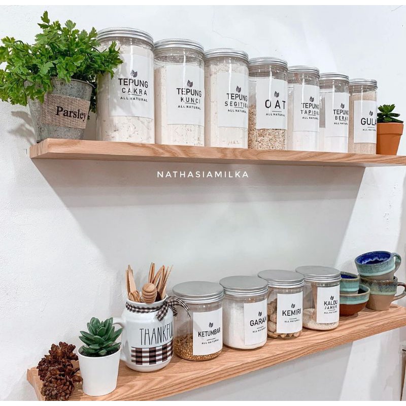 Toples Bumbu Dapur Minimalis Tutup Silver Free Label Stiker Anti Air