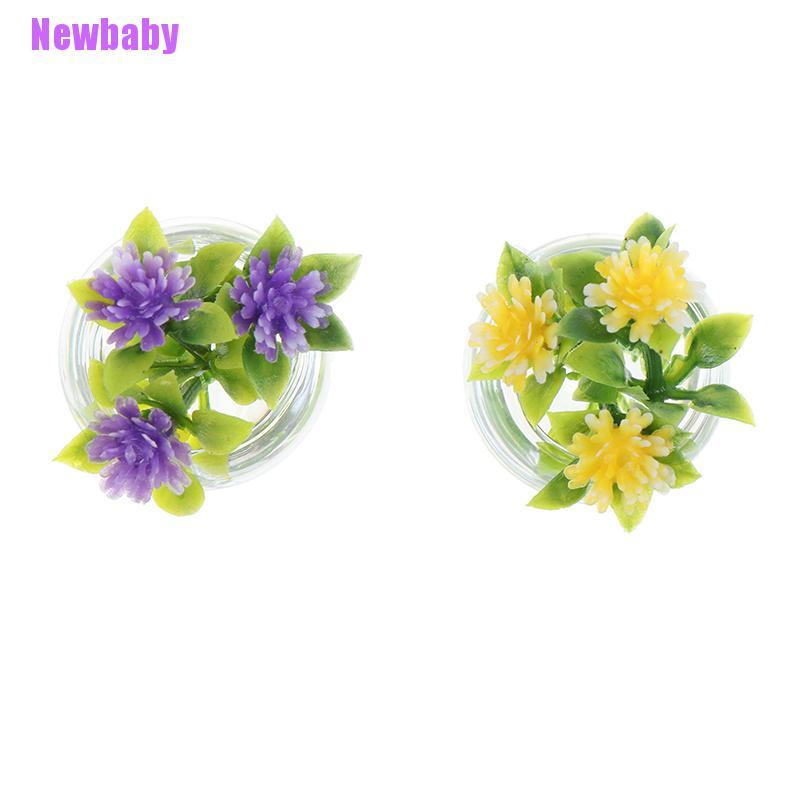 (Newbaby) Miniatur Pot Bunga Hidroponik Skala 1: 12 Untuk Rumah Boneka