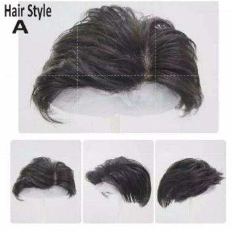 Wig Toupee Pria Bahan Rambut Asli Solusi Kebotakan - Ori Terbuat dari 100% Rambut Asli Bisa Dicuci D