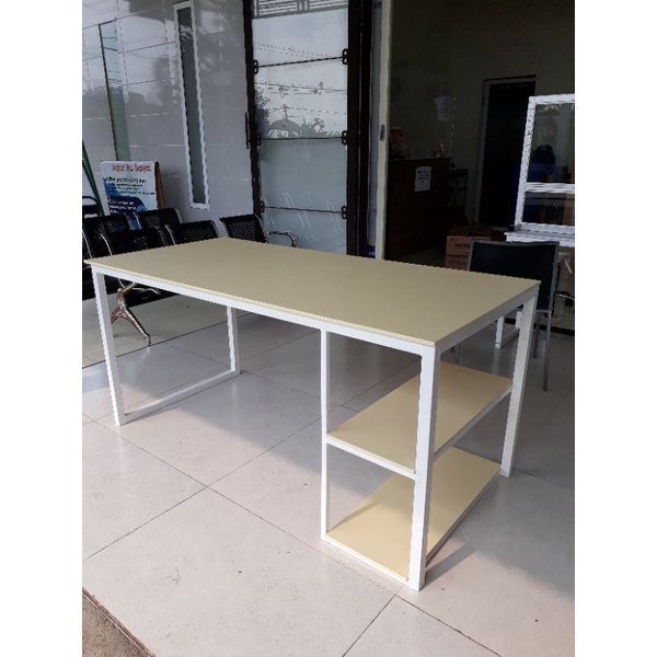 meja kerja uk 75x160cm t 75cm 2 rak samping/meja belajar/meja kantor/meja komputer/kokoh/minimalis/m
