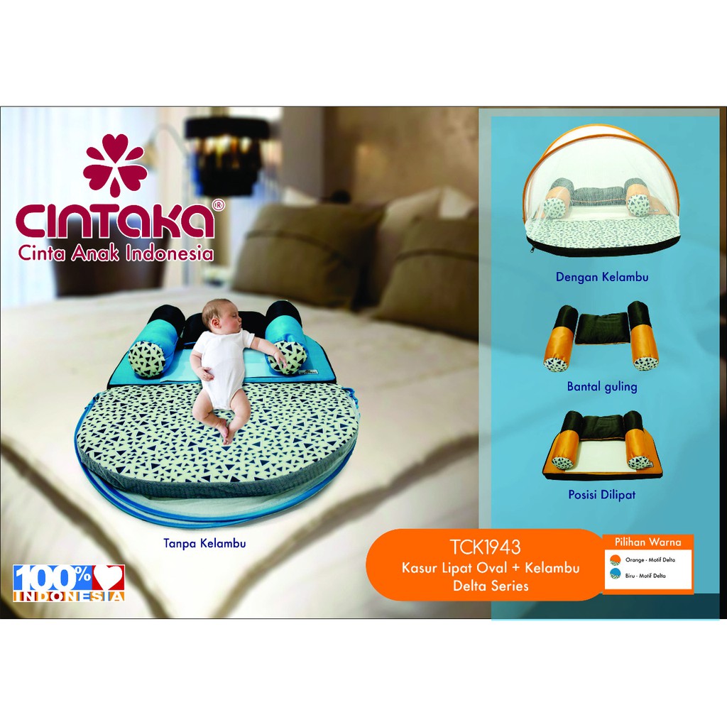 Terlaris Kasur Bayi Lipat Oval + Kelambu Delta Series Cintaka Tck1943