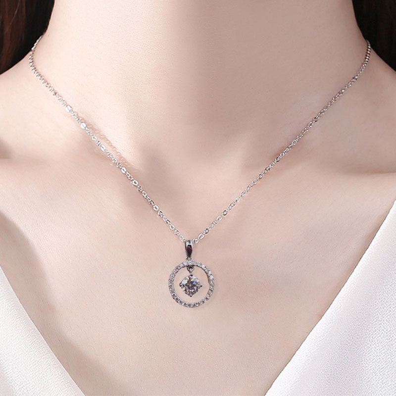 Fancyqube Kalung Liontin Cubic Zirconia Warna Silver Untuk Wanita