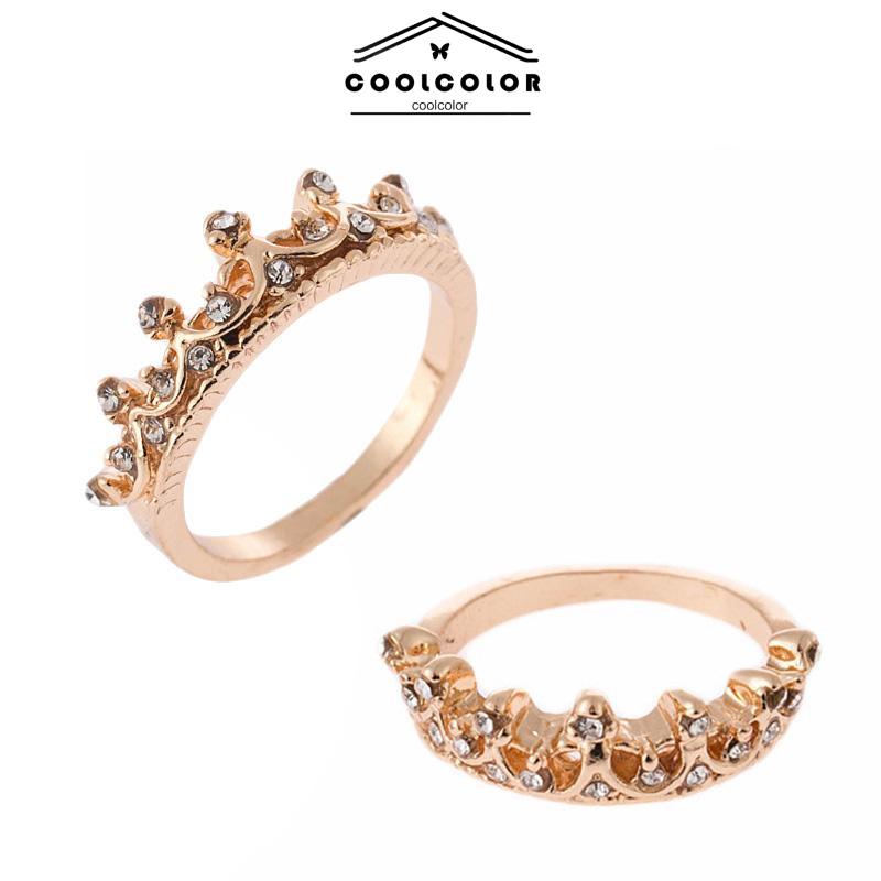 COD Bentuk Mahkota Fashion Ratu Temperamen Hollow Out Micro Diamond Engagement Wedding Ring- cl