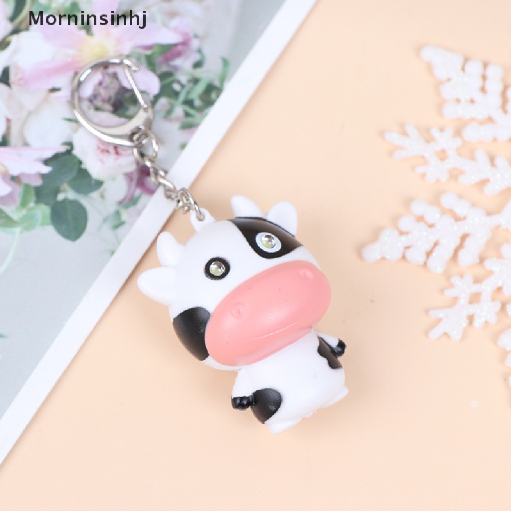 Mornin Keyring Light Liontin Sapi Putih Gantungan Kunci LED Untuk Hadiah Pria id