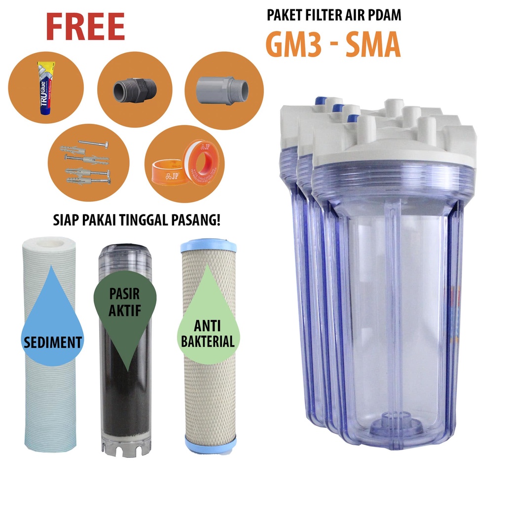 Filter Air PDAM / Filter Air Keruh / Paket Filter Air Nanotec 3 Tahap SMA - KINNOYAMA