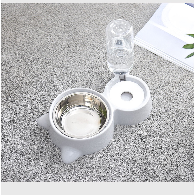 Tempat Makan dan Minum Kucing Anjing Pet Food Dispenser Set Stainless Steel