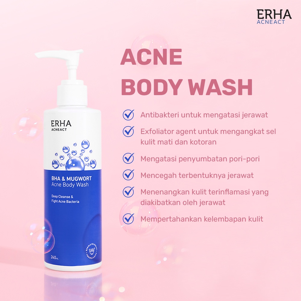 ERHA Acneact Acne Body Wash BHA &amp; Mugworth 240ml - Sabun Badan Jerawat @MJ