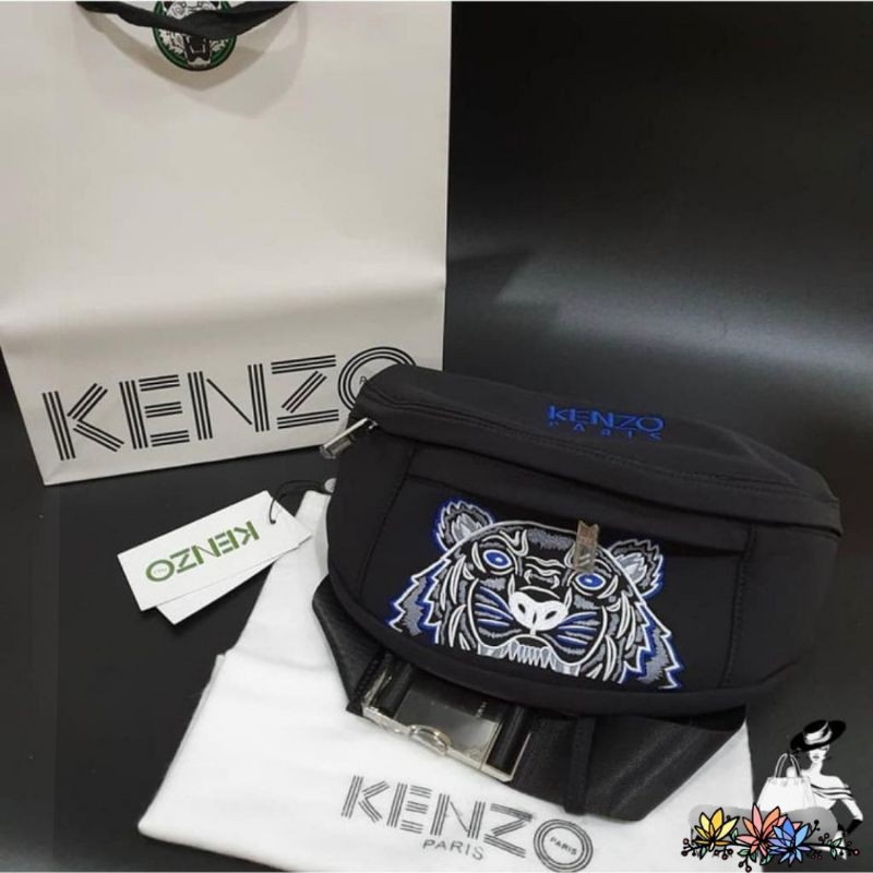 Kenzo tiger bumbag black blue eyes - original 100%