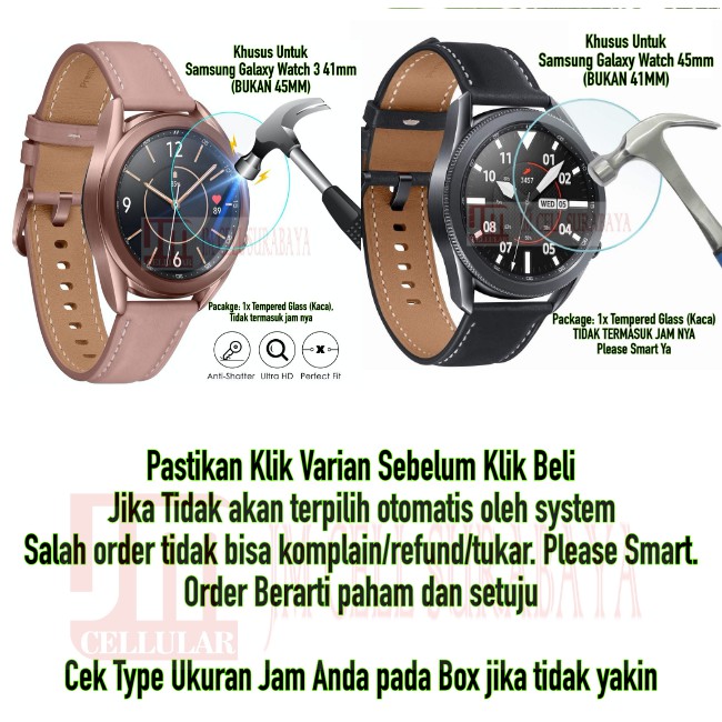 Anti Gores Tempered Glass Kaca Khusus Samsung Galaxy Watch 3 45mm 41mm