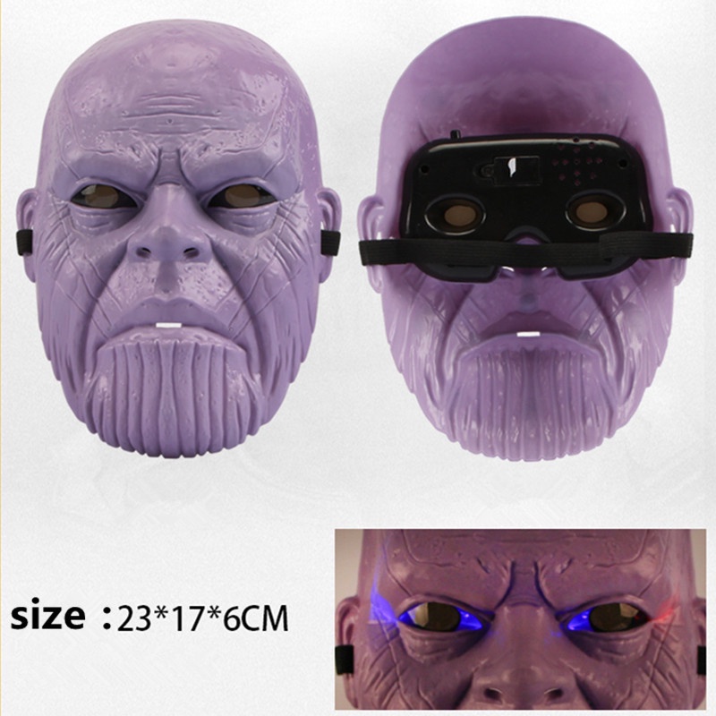 Topeng Cosplay Marvel Thanos Bahan PVC Dengan Lampu LED Untuk Pesta Halloween