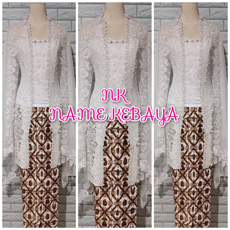 set kebaya pengantin kebaya brukat putih kebaya brukat tunik kebaya kutubaru kebaya brukat premium