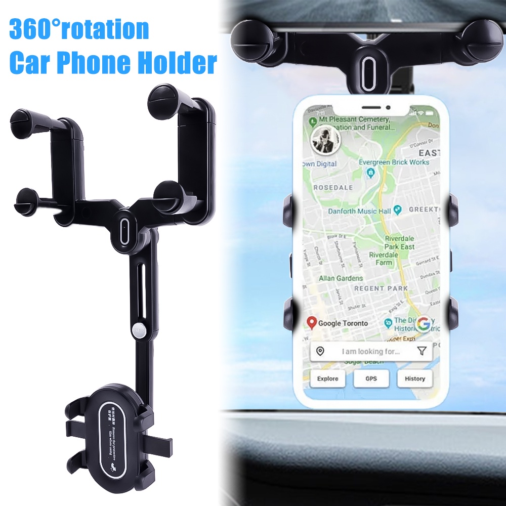 7th Generation Teleskopik 360 Derajat° Bracket Dudukan Handphone Gps Navigasi Model Putar Untuk Kaca Spion Mobil