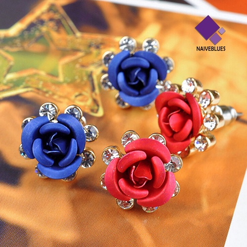 Anting Stud Desain Bunga Mawar Untuk Wanita