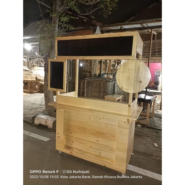 gerobak jualan booth kayu jati Belanda booth portabel