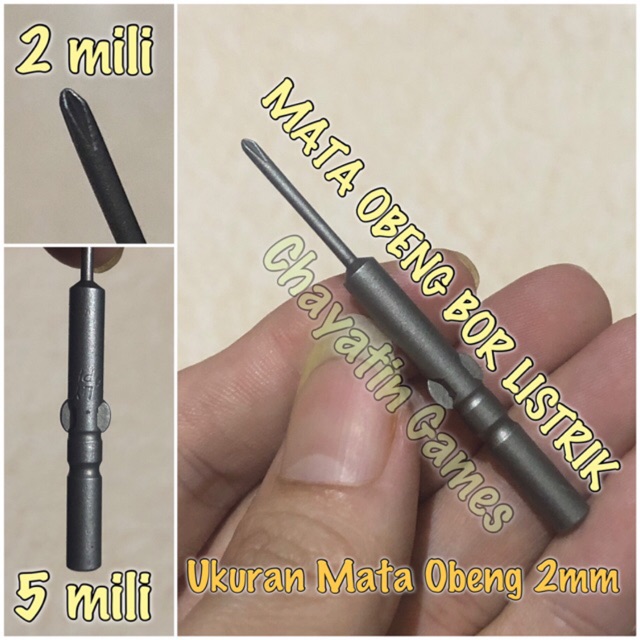 Mata Obeng Bor Listrik model Plus ukuran 2mm - 2 mili Diameter 5mm