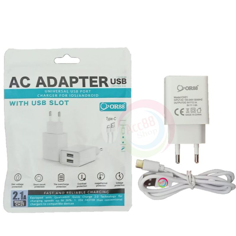 AC Adapter Charger Fast Charging OR88 dengan Kabel CH21