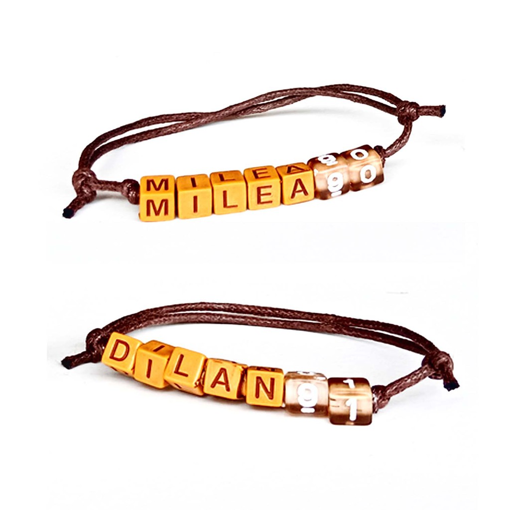 BELI 1 GRATIS 1 (DAPAT DUA GELANG) GELANG NAMA COKLAT ANGKA
