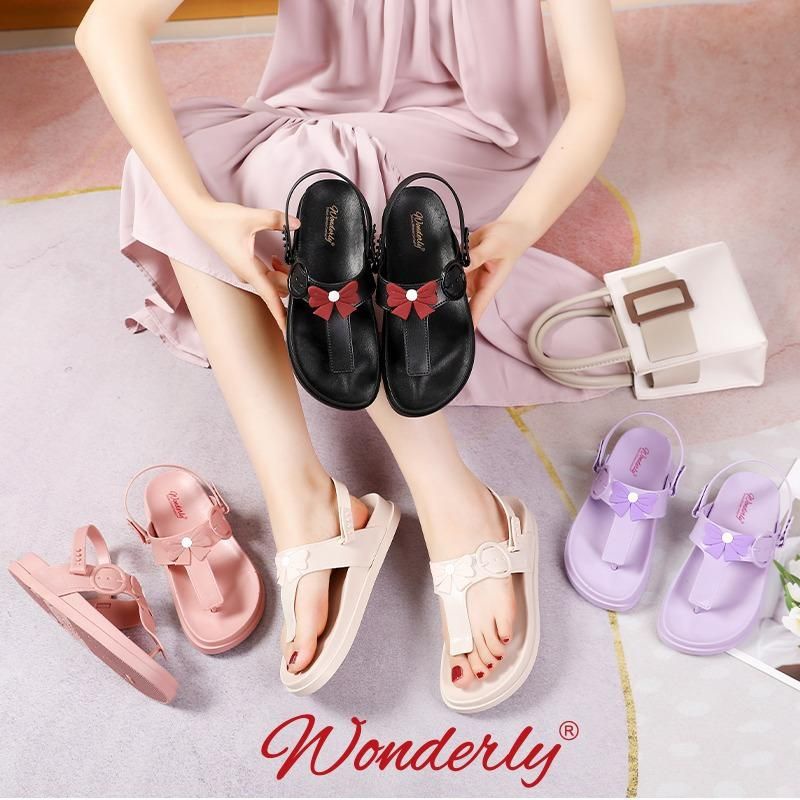 2025-2 [WONDERLY] Sandal Wanita Tali Jelly Sendal Wanita Karet Tali Wonderly Sendal Tali Wanita Sandal Flatbed Sandal Jepit Tali Sandal Pita Sandal Santai