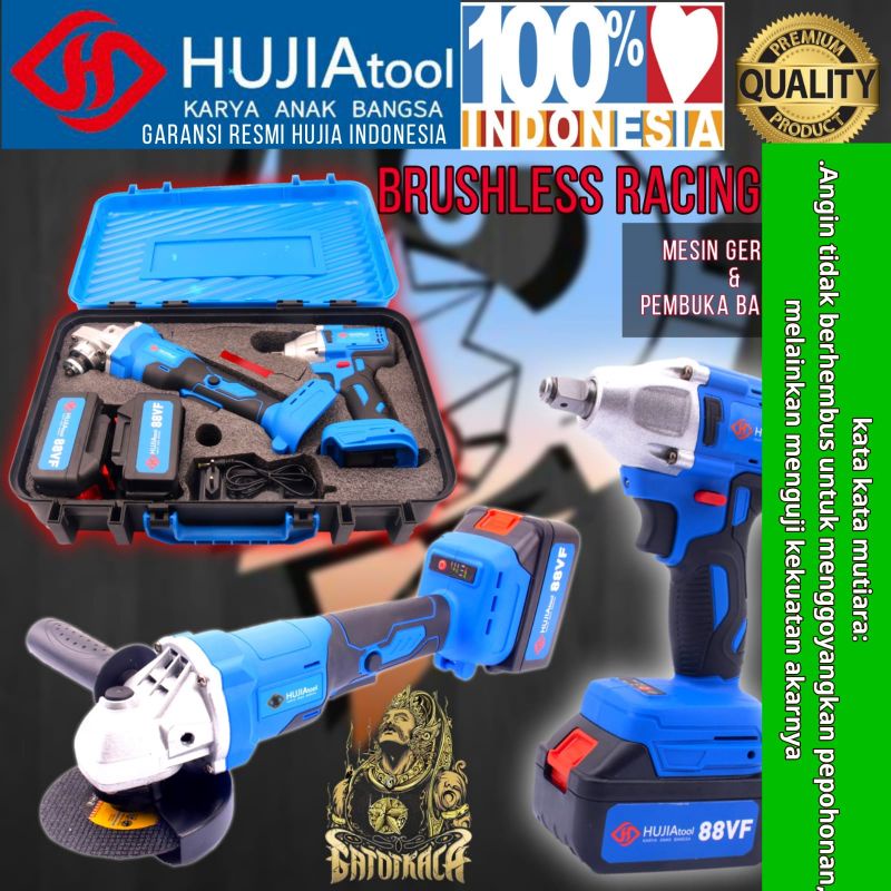 HUJIA tool Mesin gerinda baterai 88Vf dan Mesin Pembuka baut ban roda mobil motor cvt cordless impac