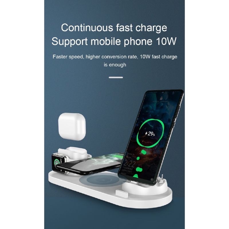 Wireless Charger 6in1 Fast Charging Iphone ,  Iwatch and Android