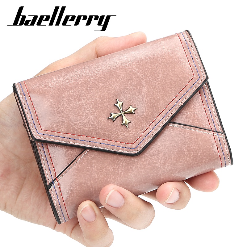 BAELLERRY N1633 Dompet Wanita Kecil Dompet Pendek Lipat Dompet Kartu Wanita Bahan Kulit PU Leather Premium WATCHKITE WKOS