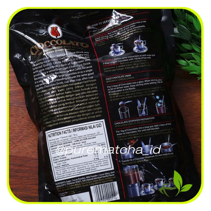 

b01n1nh Hot Chocolate Tulip Cioccolato Minuman Es Coklat Bubuk Powder 1Kg Ds201Fs