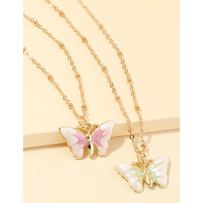 LRC Kalung Fashion Color Mixing Dripping Butterfly Alloy Multilayer K45817