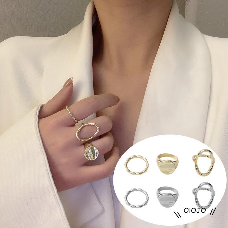 3pcs Cincin Jari Telunjuk Desain Geometri Hollow Untuk Wanita - ol2