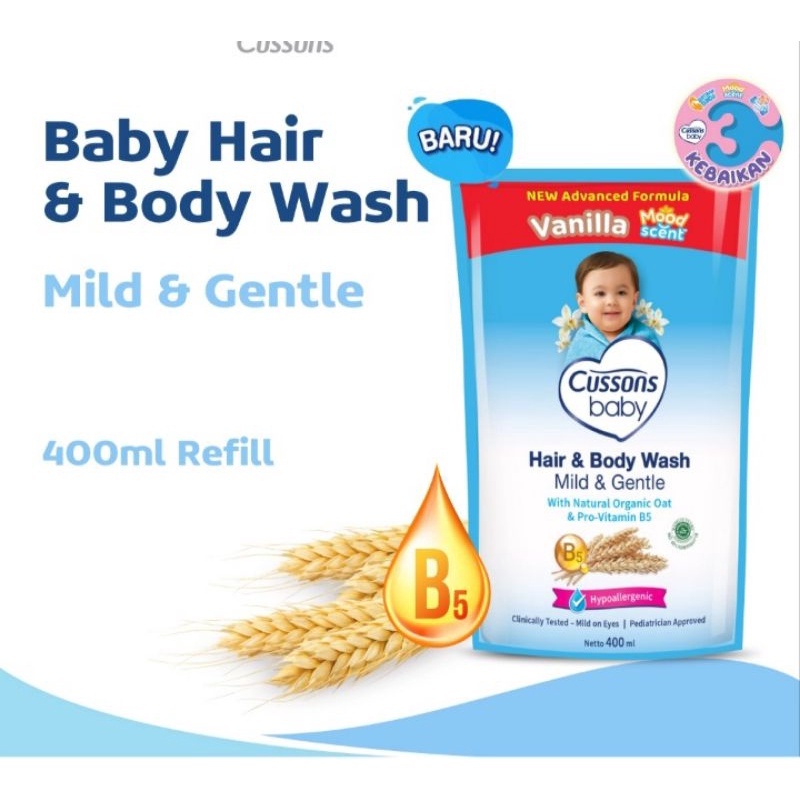 CUSSONS BABY Hair and Body Wash Mild &amp; Gentle Pouch 400 ml