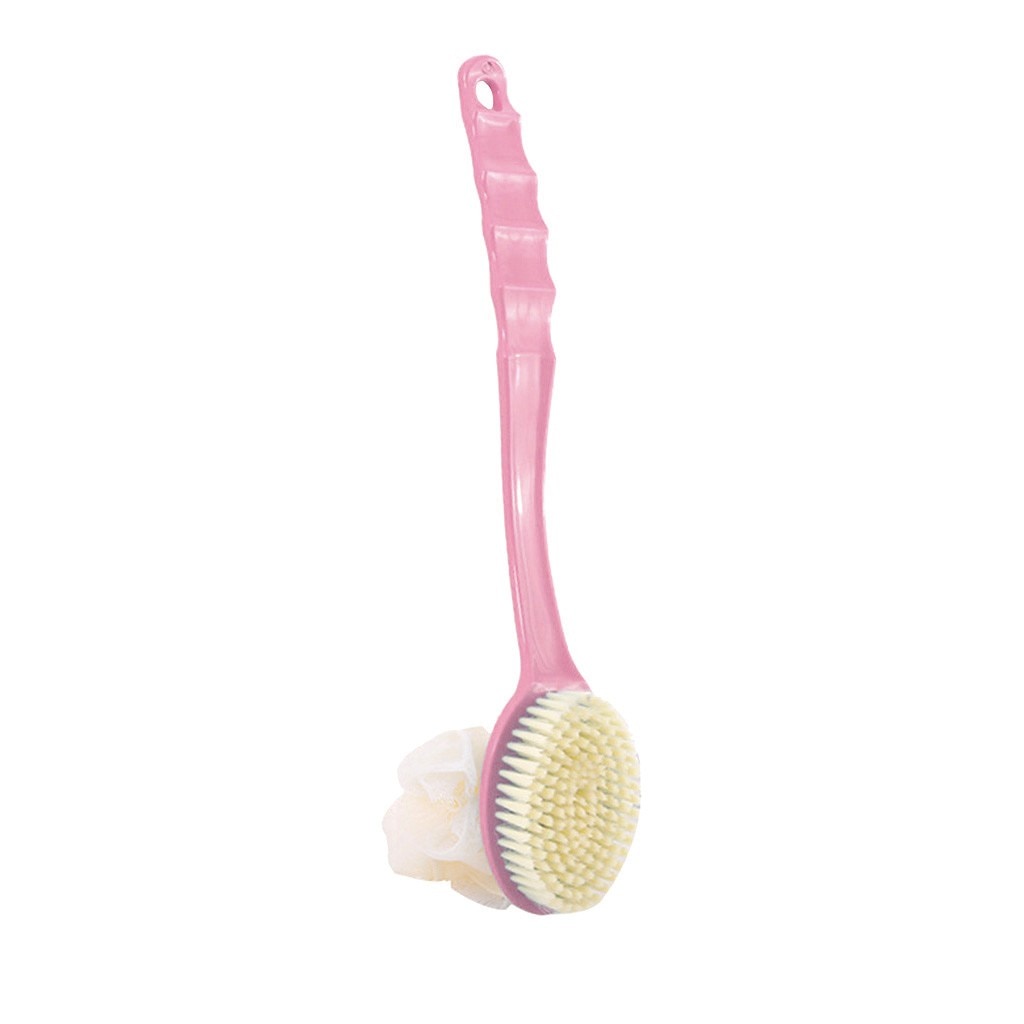 TREESMILE Sikat Mandi Bath Brush Back Rubbing with Shower Puff - Pink