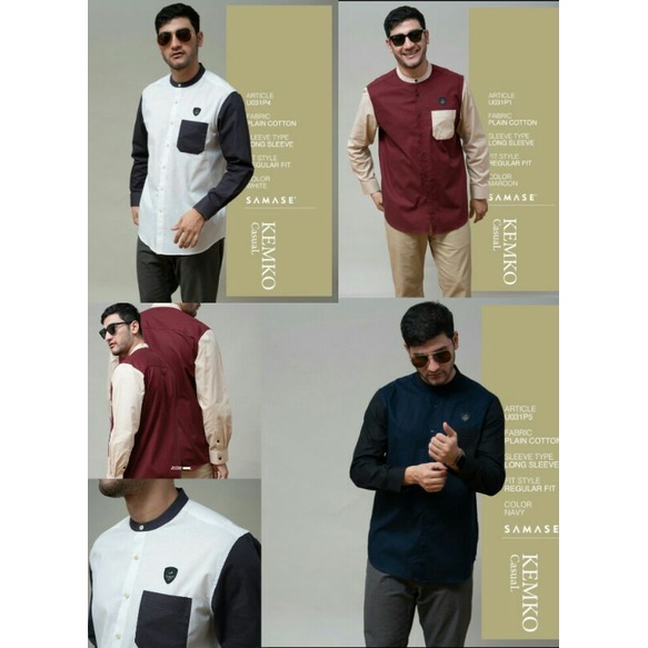 BAJU KOKO SAMASE/KEMKO CASUAL TANGAN PANJANG/PAKAIAN MUSLIM PRIA DEWASA/SAMASE ORIGINAL