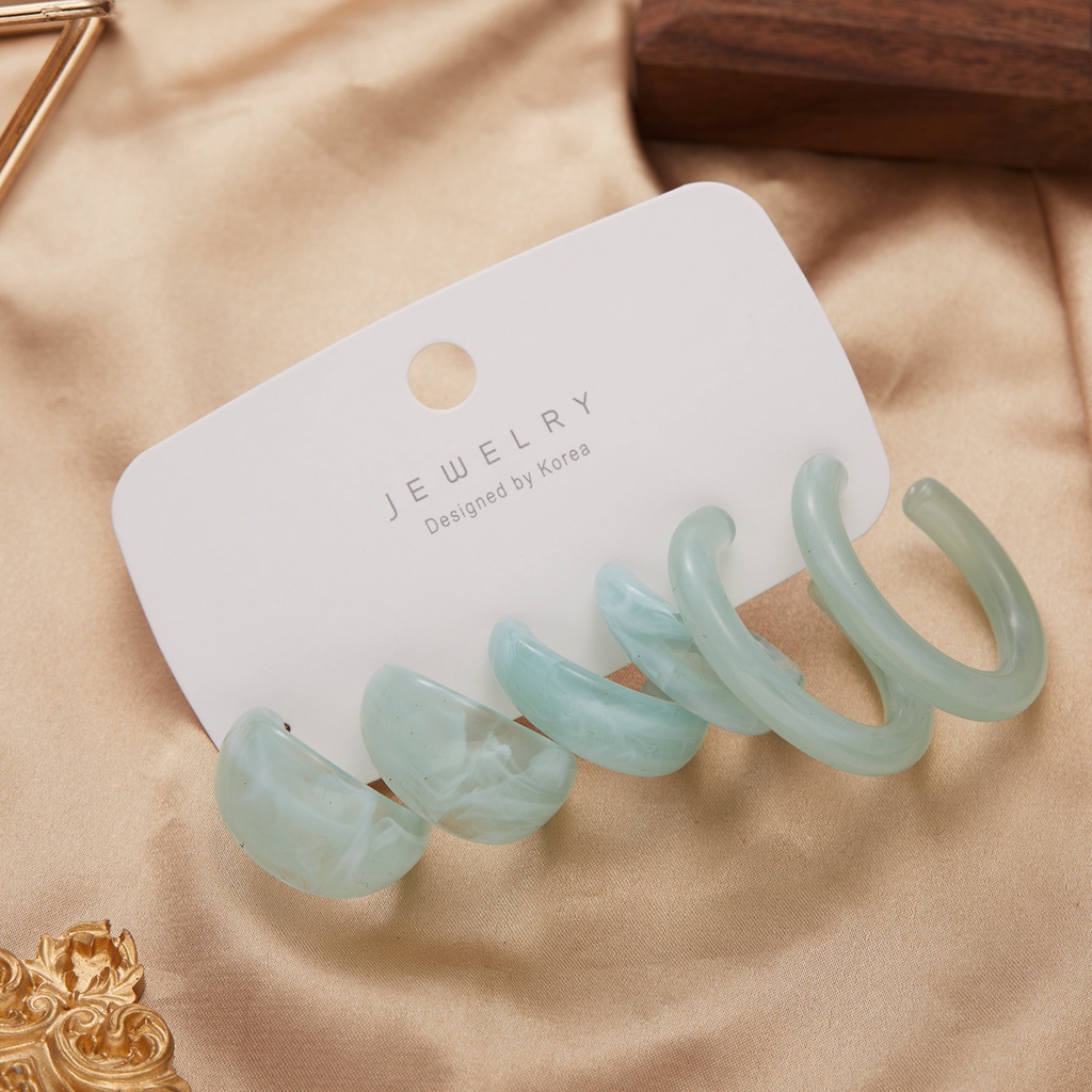 6pcs / Set Anting Bahan Resin Warna Elegan Untuk Pria / Wanita