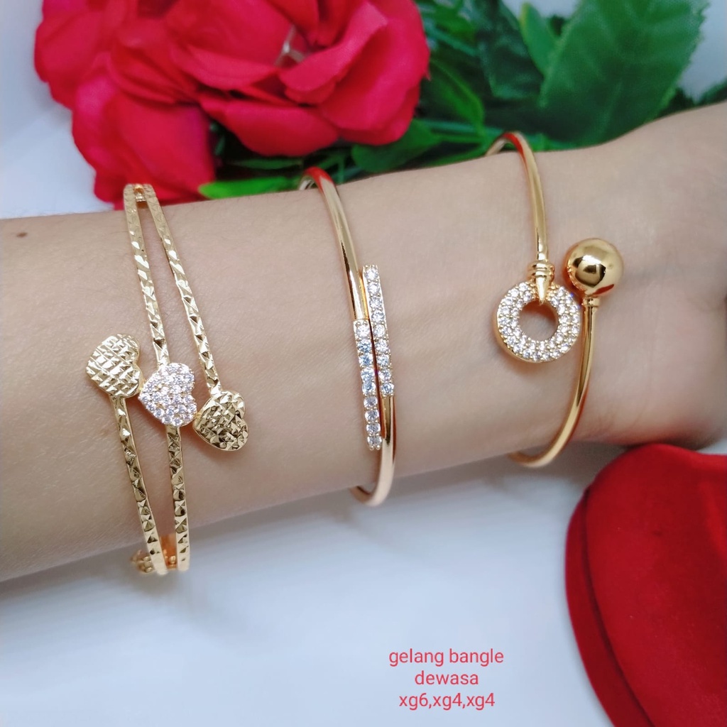 Gelang Tangan Bangle Wanita Titanium Xuping Perhiasan Aksesoris Fashion Lapis Emas Anti Karat