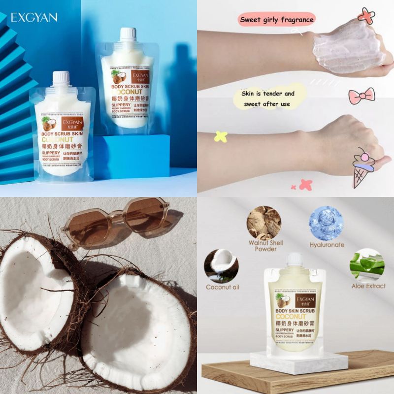 (100% ORI) 300 Gram WHITENING BODY SCRUB LEMON PEACH COCONUT LULUR MANDI WHITENING