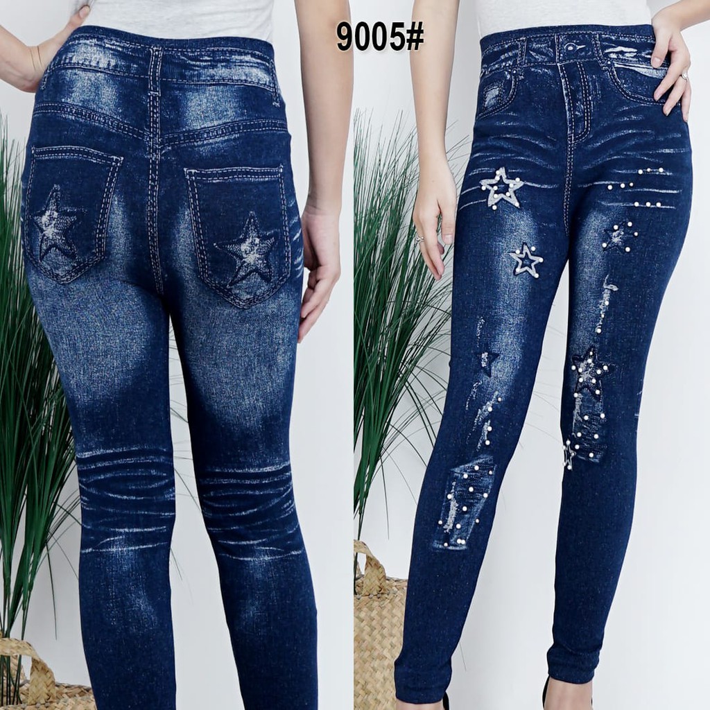 NEW LEGGING IMPORT MOTIF JEANS MOTE #9005