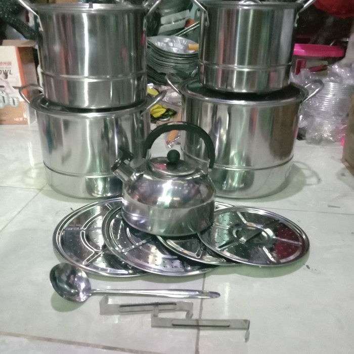 Panci Saito 555 Stockpot Jumbo Stainless Steel + Steamer / Pa _Art