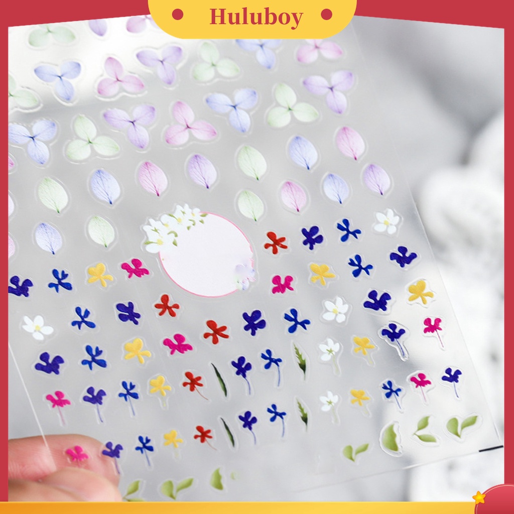 Huluboy Huluboy♡ Stiker Kuku 3D Motif Bunga Warna-Warni Untuk Manicure