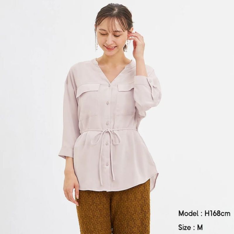 GU/UNQ BLOUSE POCKET - atasan kemeja/blouse wanita-3