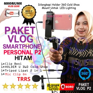 Paket Vlog HP Personal P1 Vlogger Vlogging Livestreaming Microphone Mic Clip on Smartphone Shorush