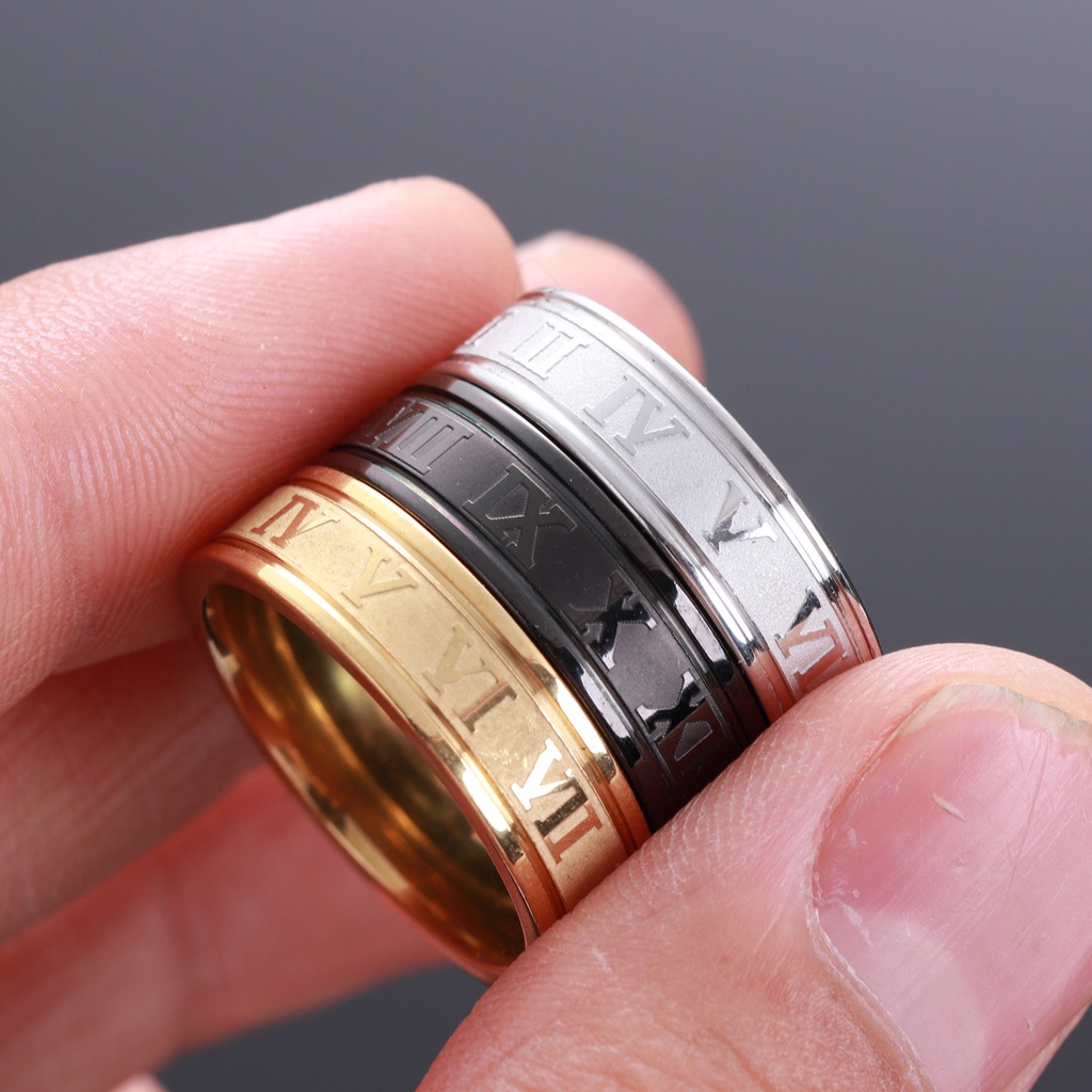 3 Colors Roman Numerals Men Women Fashion Jewelry Accessories Stainless Steel Couple Rings