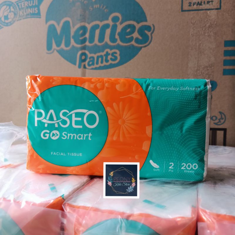 Tissue facial PASEO GO SMART 200 Sheet 2ply/tisu wajah serbaguna 2 ply 200s