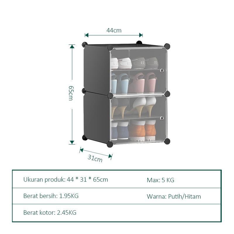 RAK SEPATU SENDAL PLASTIK 1X4 DENGAN 4 LAYER 2 SUSUN MODEL TRANSPARANT PORTABLE ANTI DEBU PRAKTIS TUTUP